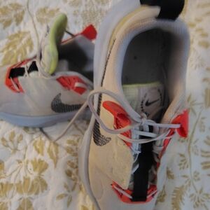 Nike Youth Neutral/Coral/Neon Yellow Athletic Sneakers